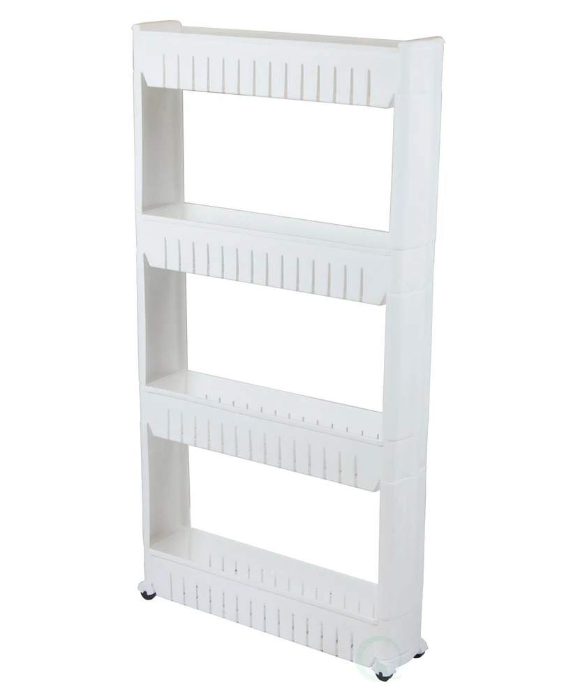 Vintiquewise Slim Storage Cabinet Organizer 4 Shelf Rolling Pull Out Cart Rack Tower with Wheels