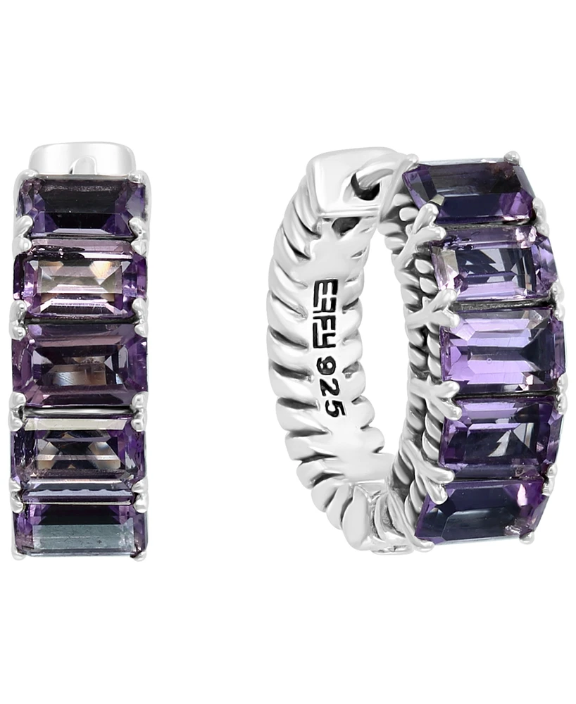Effy Amethyst Small Hoop Earrings (3-1/3 ct. t.w.) in Sterling Silver, 0.57"