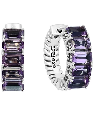 Effy Amethyst Small Hoop Earrings (3-1/3 ct. t.w.) in Sterling Silver, 0.57"