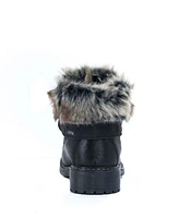 Gc Shoes Women's Trudie Faux Fur Collar Lace Up Combat Booties