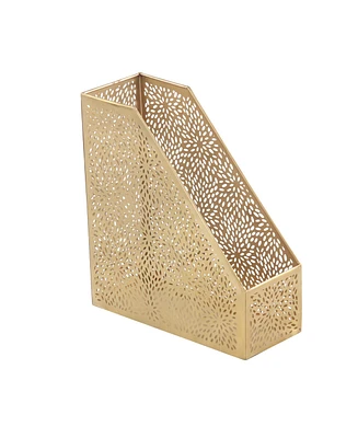 CosmoLiving by Cosmopolitan Gold Iron Glam Magazine Holder, 12 x 5 x 10