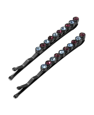 Women's Black-Tone Crystal Bobby Pins Set, 2 Piece