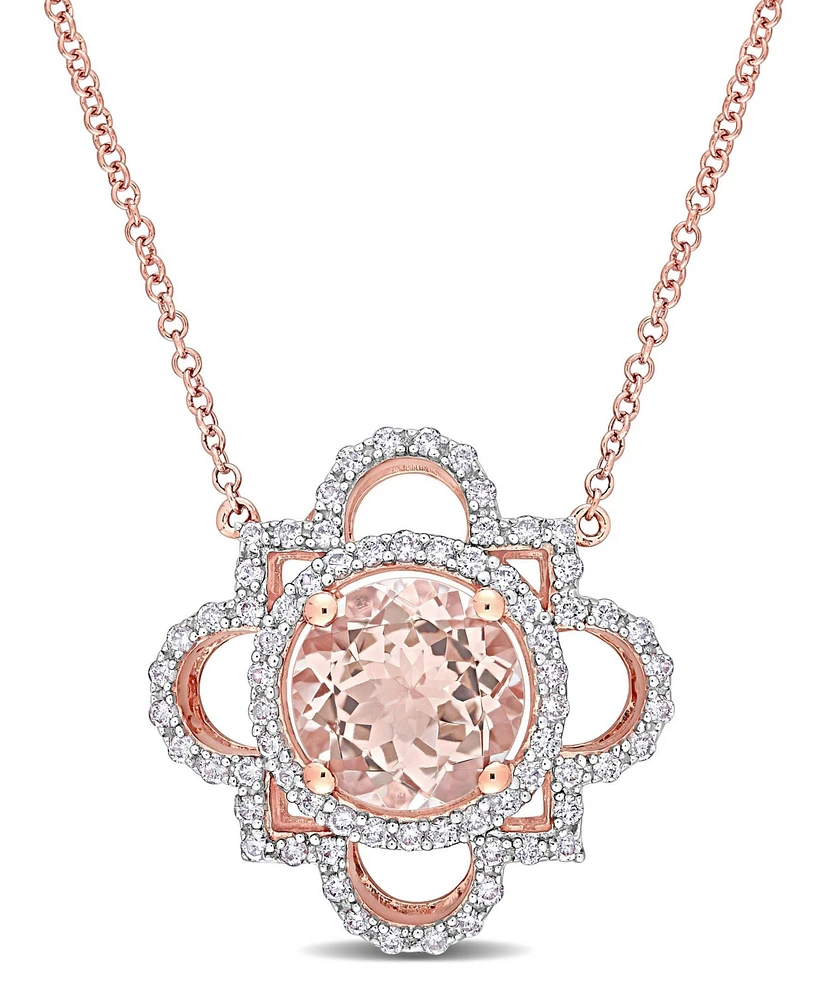 Morganite and Diamond Quatrefoil Necklace