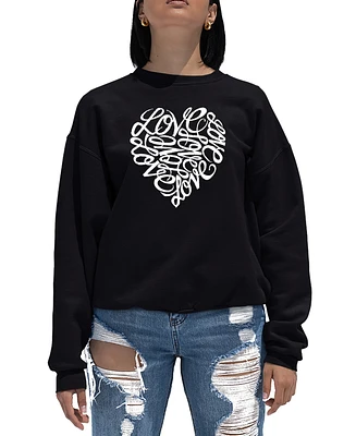 Women's Word Art Crewneck Love Heart Sweatshirt