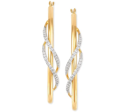 Diamond Twist Medium Twist Hoop Earrings (1/5 ct. t.w.) in 10k Gold, 1.5"