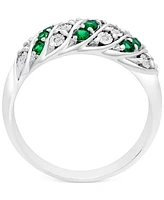 Sapphire (3/8 ct. t.w.) & Diamond (1/20 Statement Ring Sterling Silver (Also Ruby Emerald)