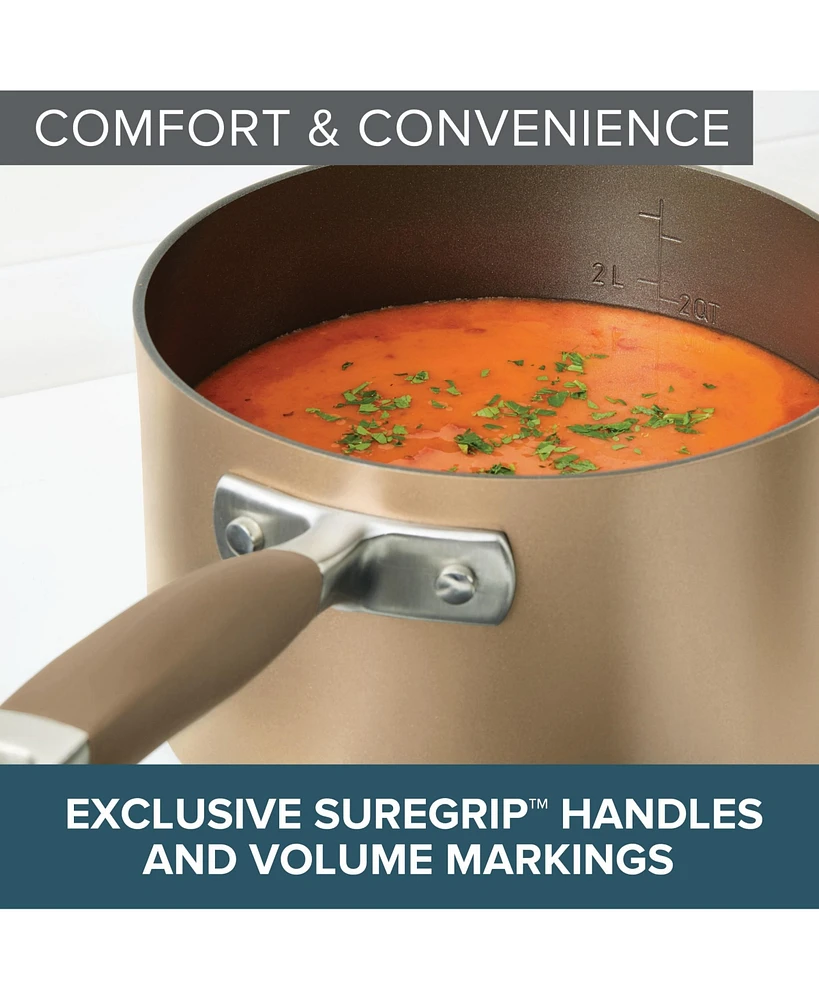 Anolon Advanced Home Hard-Anodized Nonstick Straining Saucepan, 2-Quart