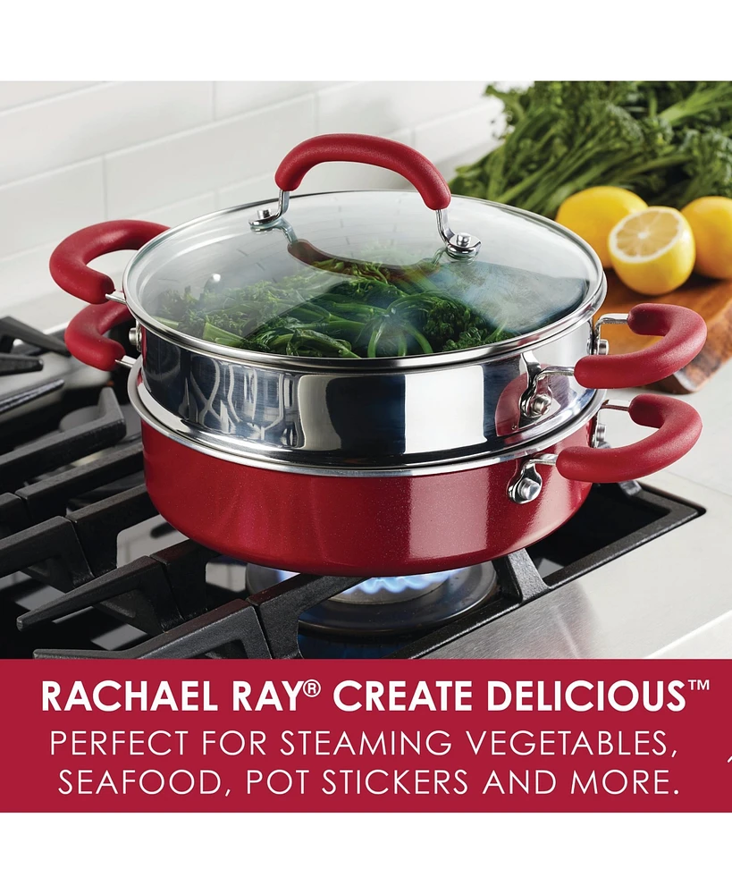 Rachael Ray Create Delicious Enameled Aluminum Nonstick 3-Qt. Steam Set