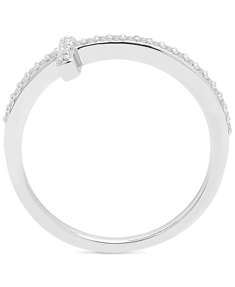 Wrapped Diamond East-West Cross Ring (1/8 ct. t.w.) 14k White or Yellow Gold, Created for Macy's