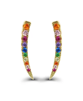 Multi Color Cubic Zirconia Graduated Ear Climbers Sterling Silver (Also 14k Gold Over Silver)