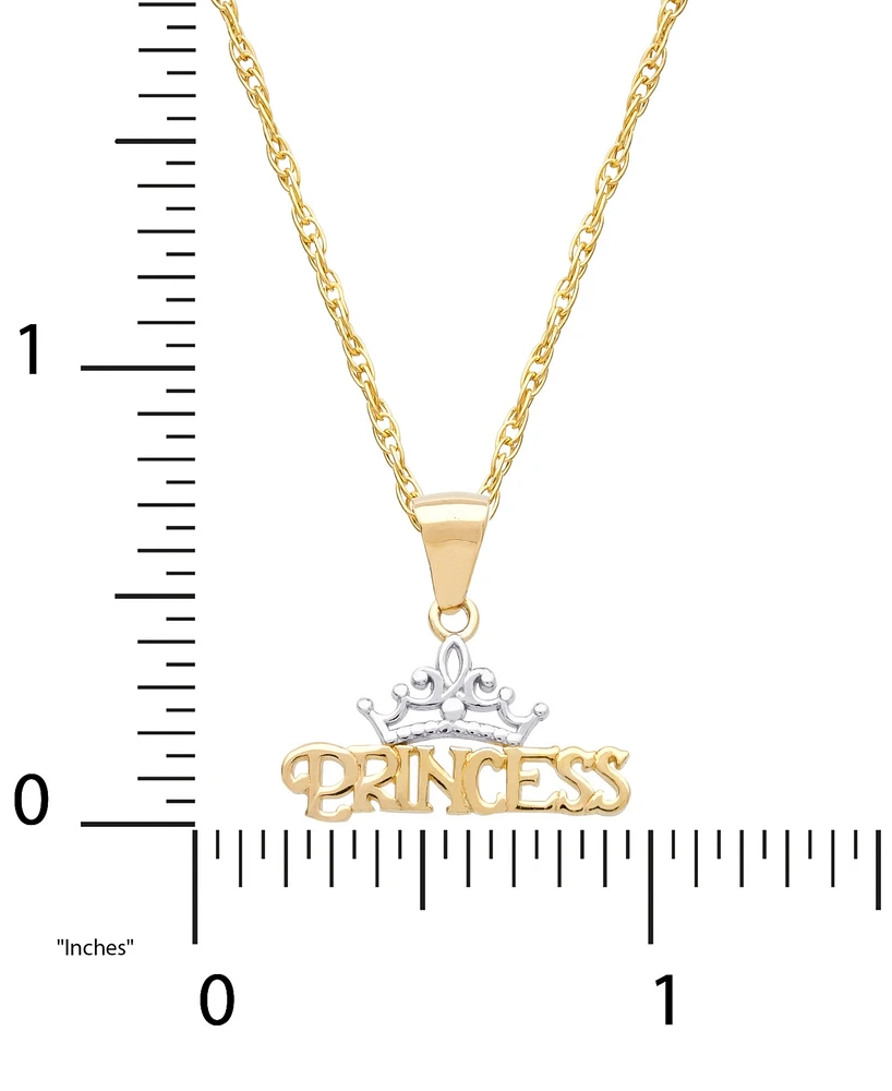 Disney Children's Princess Tiara 15" Pendant Necklace in 14k Gold