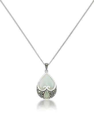 Jade Heart Shape Teardrop Pendant and a Curb Chain