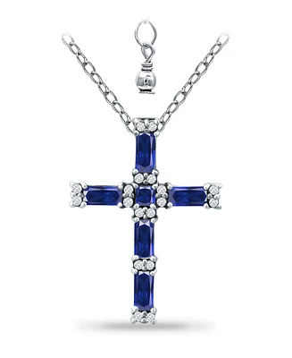 Giani Bernini Simulated Blue Sapphire and Cubic Zirconia Cross Pendant