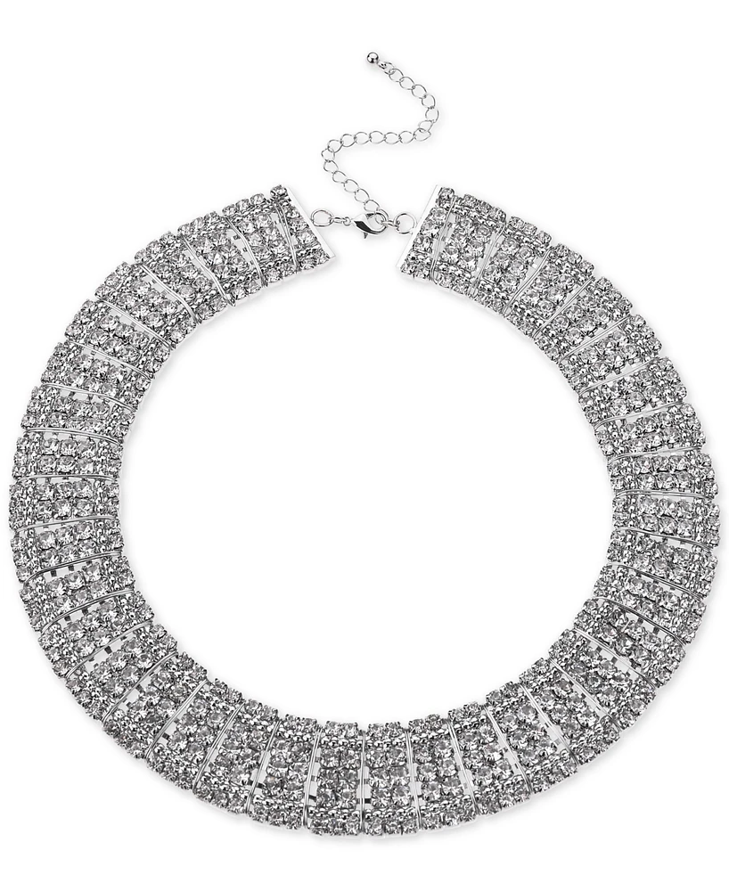 I.n.c. International Concepts Silver-Tone Crystal Multi-Row Choker Necklace, 12-1/2" + 3" extender, Created for Macy's