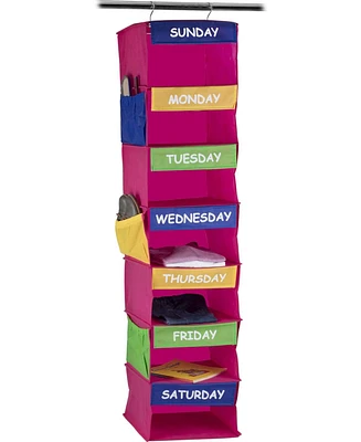 Kids Closet Organizer - Daily Activity Kids Hanging Rack - 7 Shelf Storage Portable Cloth Organizer for Closet Solutions