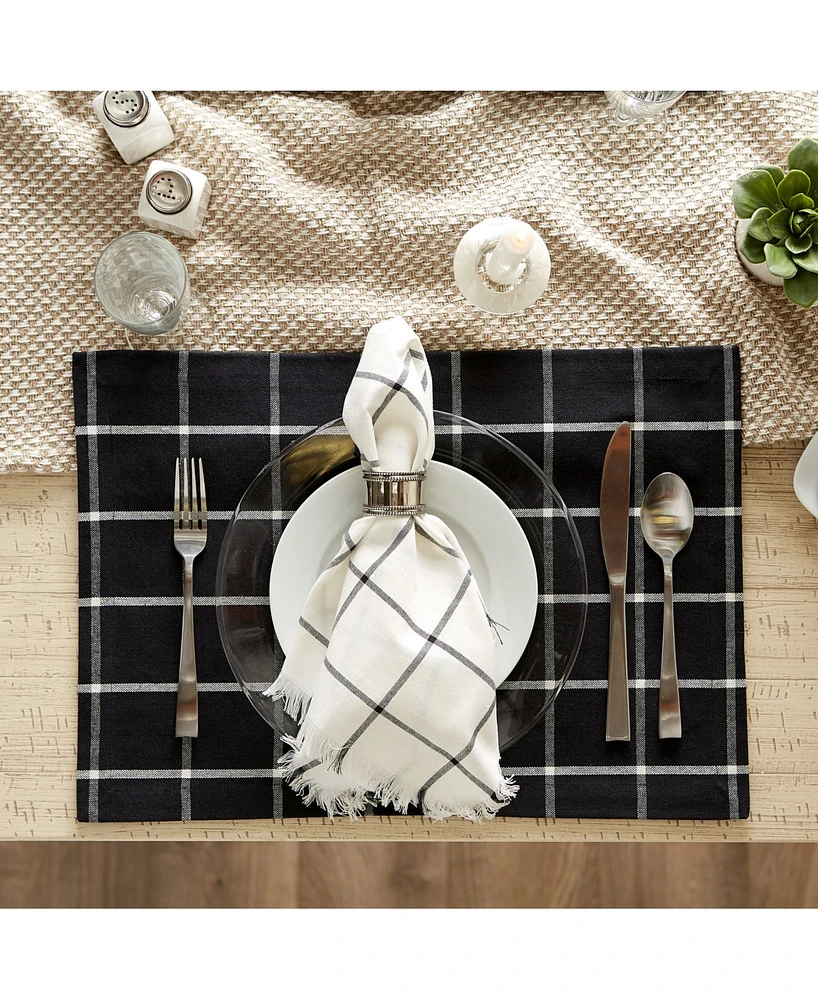 Design Imports Check Fringed Napkin, Set of 6