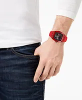 Guess Men's Red Silicone Strap Watch 43mm