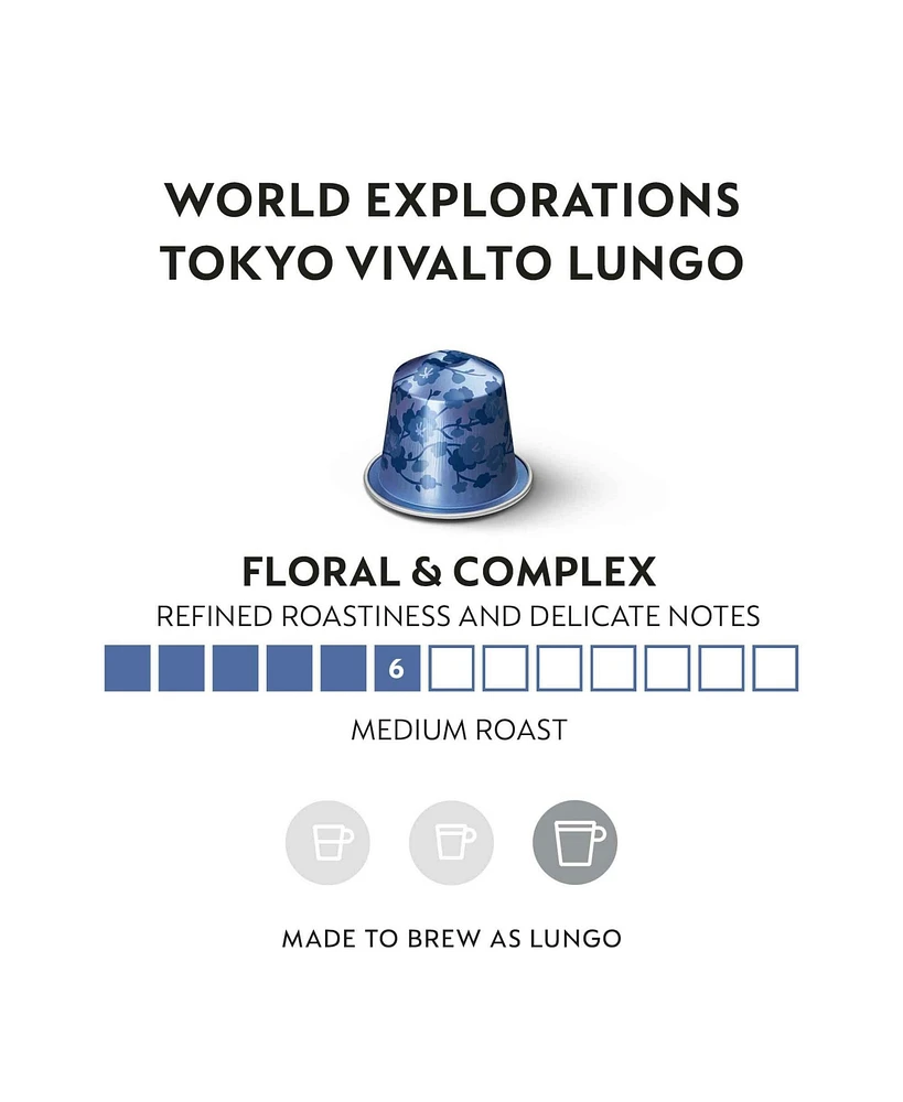 Nespresso Capsules OriginalLine, Tokyo Vivalto Lungo, Medium Roast Coffee, 50-Count Coffee Pods