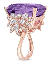 Amethyst (20 ct. t.w.) and Diamond (1-3/4 Multi-Shape Floral Ring 14k Rose Gold