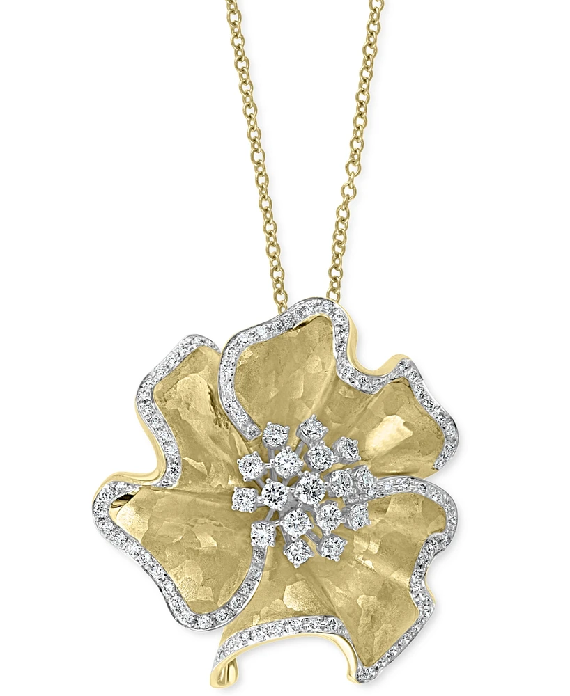 Effy Diamond Flower 18" Pendant Necklace (1-1/2 ct. t.w.) in 14k Gold