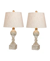 Fangio Lighting Distressed Sculpted Column Resin Table Lamps, Set of 2