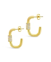 Women's Oval Carabiner Gold Plated Hoop Earrings