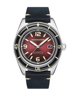 Spinnaker Men's Fleuss Automatic Blue Genuine Leather Strap Watch, 43mm