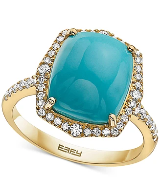 Effy Turquoise & Diamond (3/8 ct. t.w.) Halo Ring in 14k Gold