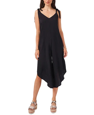 Vince Camuto Women's V-Neck Sleeveless Tie-Shoulder Angled-Hem Jumpsuit