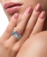 Effy Multi-Gemstone Triple Row Statement Ring (3-3/4 ct. t.w.) in Sterling Silver