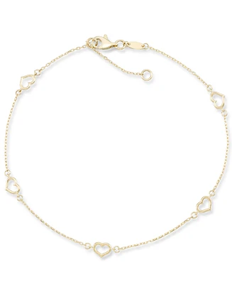 Polished Open Heart Ankle Bracelet in 10k Gold
