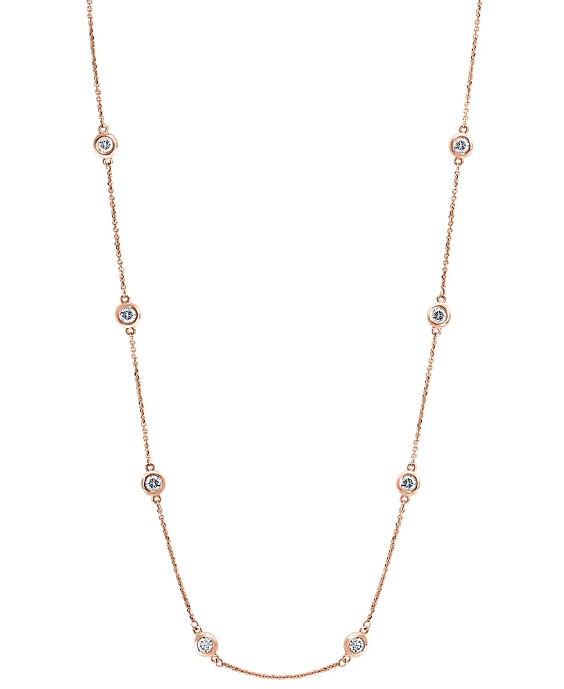 Effy Diamond Bezel 20" Statement Necklace (1 ct. t.w.) in 14k White, Yellow or Rose Gold