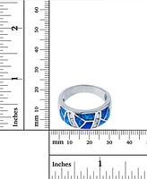Lab-Grown Blue Opal & Cubic Zirconia Mosaic Ring Sterling Silver