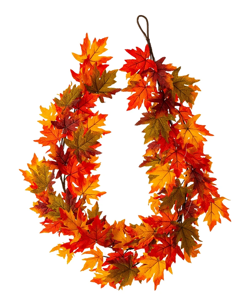 Glitzhome 6' L Fall Lighted Maple Leaves Garland