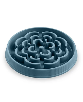 Abode Homewares Slow Chow Medallion Large Feeder, Teal, 13" X 1.6", 7 Cups,Pp,Set Of 2
