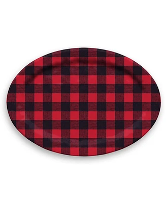 Abode Homewares Vintage Lodge Buffalo Check Melamine Oval Platter
