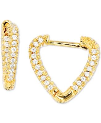 Cubic Zirconia Heart Hoop Earrings