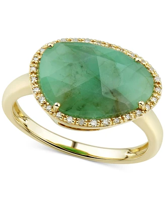 Emerald (4 ct. t.w.) & Diamond (1/10 Statement Ring 14k Gold (Also Ruby Sapphire)