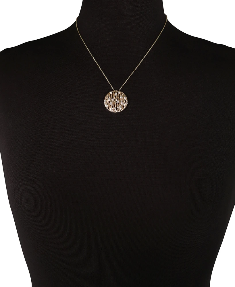 D'Oro by Effy Diamond Textured Circle Pendant (3/4 ct. t.w.) in 14k Gold