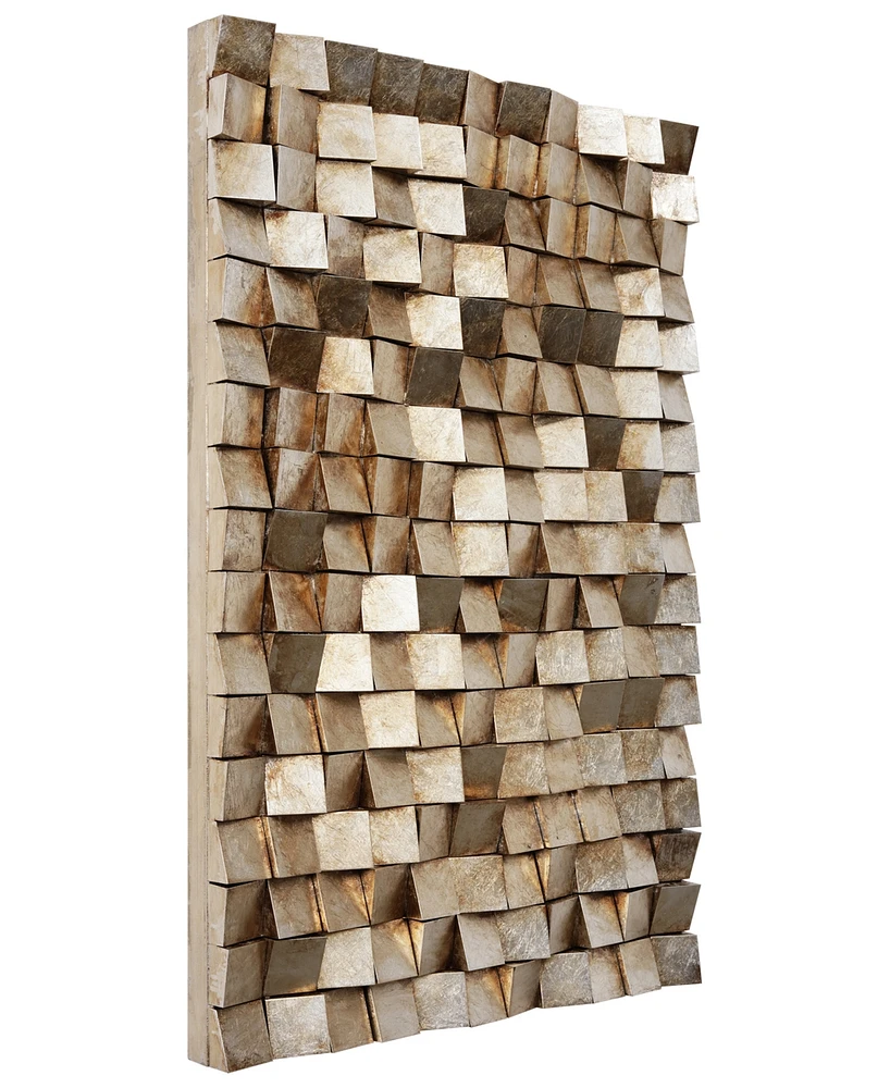 Empire Art Direct 'Textured 1' Metallic Handed Painted Rugged Wooden Blocks Wall Sculpture - 48" x 30"