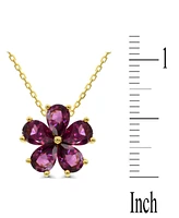 Rhodolite Garnet Flower 18" Pendant Necklace (3-3/4 ct. t.w.) in 14k Gold-Plated Sterling Silver