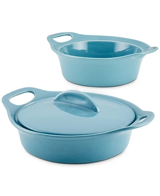 Rachael Ray Ceramic Casserole Bakers with Shared Lid Set, 3-Piece
