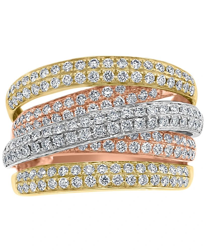 Effy Diamond Multirow Crossover Statement Ring (1-3/8 ct. t.w.) in 14k Gold, White Gold & Rose Gold