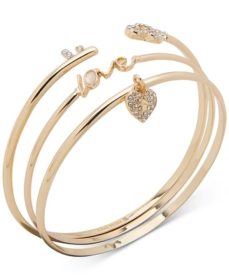 Anne Klein Gold-Tone 3-Pc. Set Pave & Stone Love Bangle Bracelets