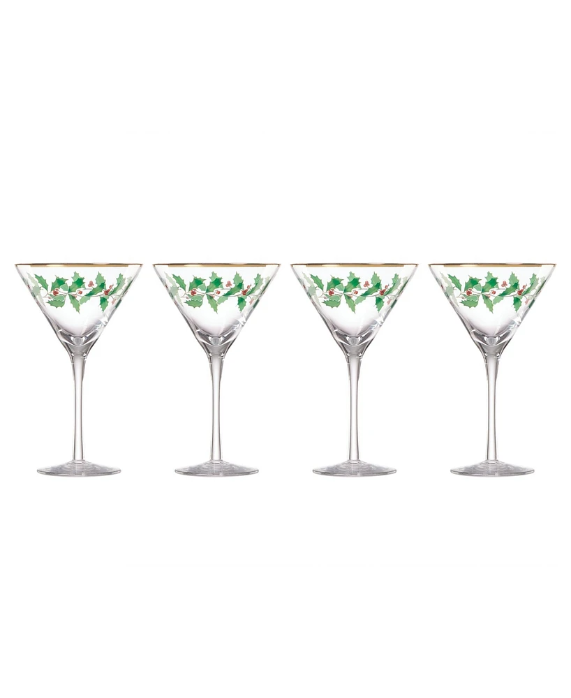 Holiday Decal Martini Glass, Set of 4