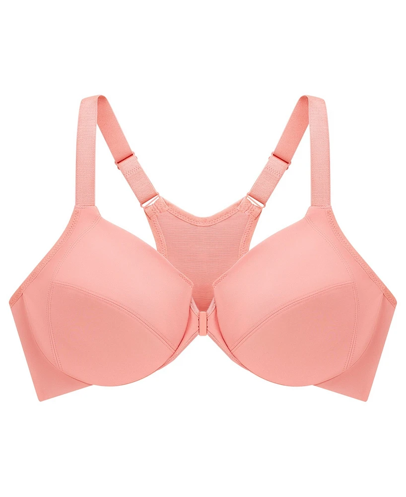 Glamorise Women's Plus Front Close Wonder Wire Bra with Smoothing Back 1247