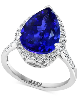 Effy Tanzanite (6 ct. t.w.) & Diamond (3/8 Halo Ring 14k White Gold