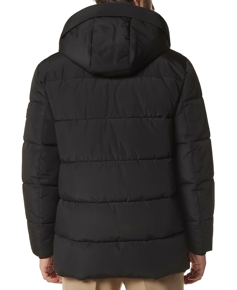 Marc New York Men's Yarmouth Micro Sheen Parka Jacket with Fleece-Lined Hood