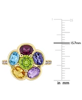 Multi-Gemstone (3-3/8 ct. t.w.) & Diamond (1/20 Ring Gold-Plated Sterling Silver