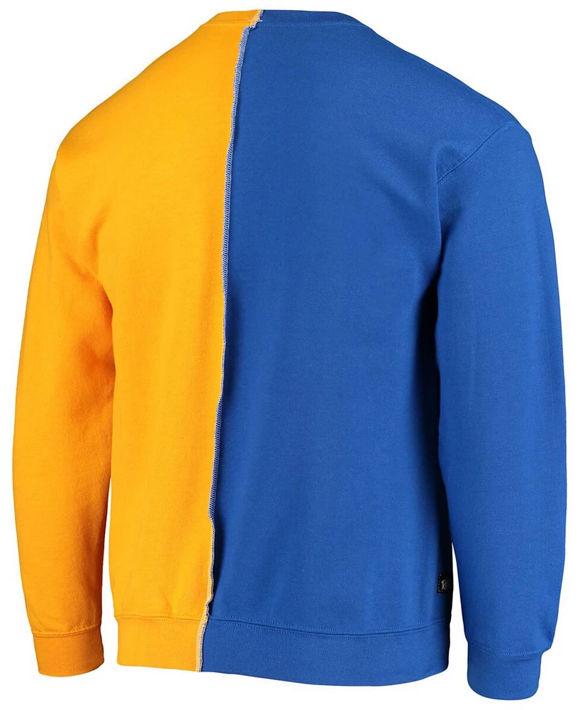 Men's Royal, Gold-Tone Los Angeles Rams Split Center Pullover Sweatshirt